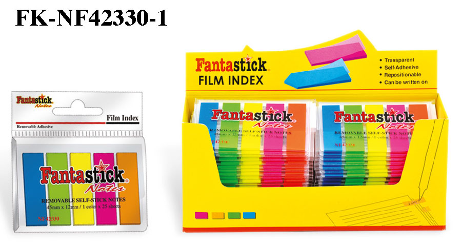 MARQUE PAGE FANTASTIC 12X45MM INDEX FLUO DIFF CLR PQT DE 5