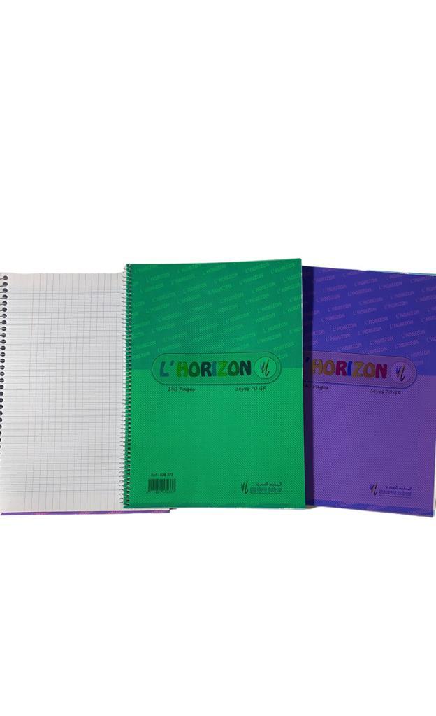 CAHIER 240 PAGE 70G HORIZON A/SPIRAL A4 530371 10*10 PLASTIQUE RIGIDE
