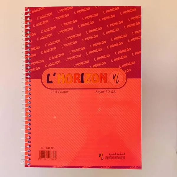 CAHIER 240 PAGE 70G HORIZON A/SPIRAL A4 530371 10*10 PLASTIQUE RIGIDE