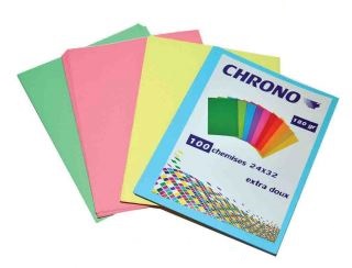 CHEMISE CARTONNEE COULEUR ASS 180G 24X32CM SAFIR (PQT DE 100)