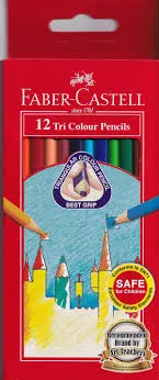 Crayon Couleur (12) Long Faber Castell Tri-Color 115853