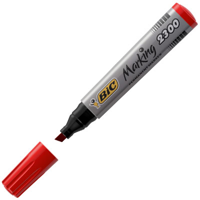 MARQUEUR PERMANENT BIC 2300 BISEAUTE ROUGE