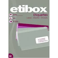 Etiquette Laser Adhesive 105x48 Etibox (pq De 100f)