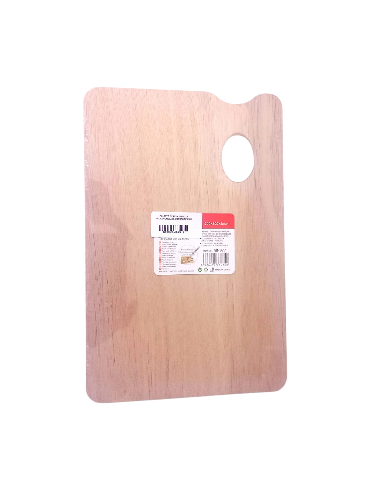 PALETTE DESSIN EN BOIS RECTANGULAIRE 200X300X3MM