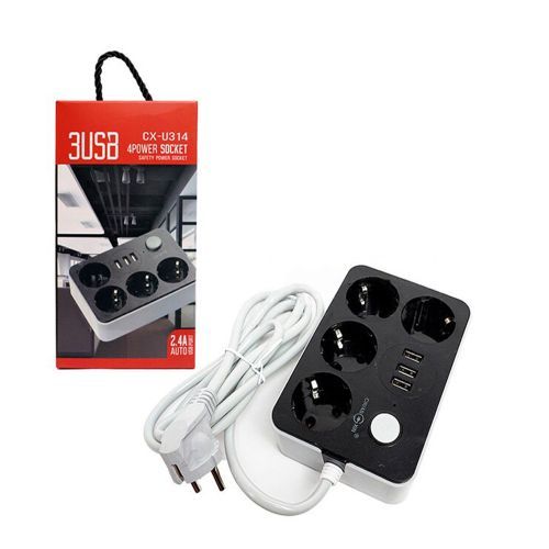 RALLONGE 4 PRISES+ 3 SORTIES USB U314