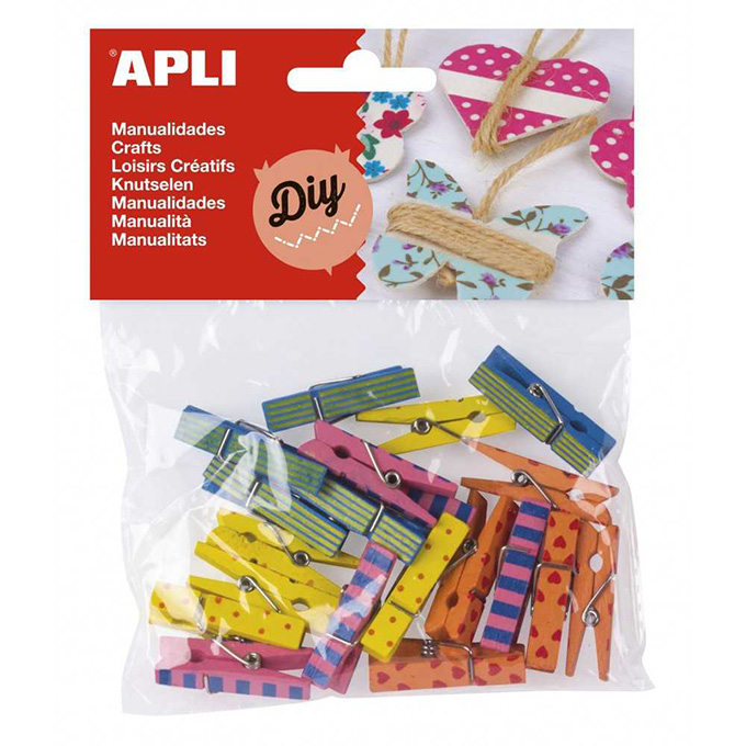 SACHET DE 20 PINCES EN BOIS APLI 13480