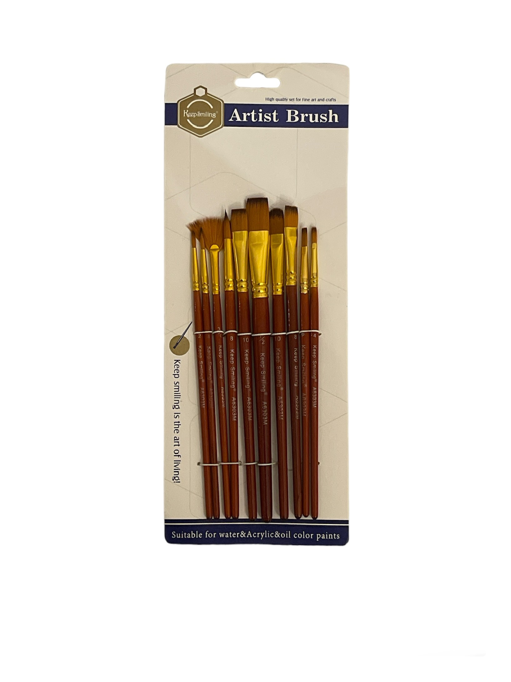 PINCEAU KEEP SMILING ( 2-4-3/0-6-8-10-1/2-10) 10 PCS REF  A6303M