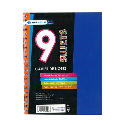 REGISTRE 9 SUJET A5 432P 5X5 70G BLEU MARINE