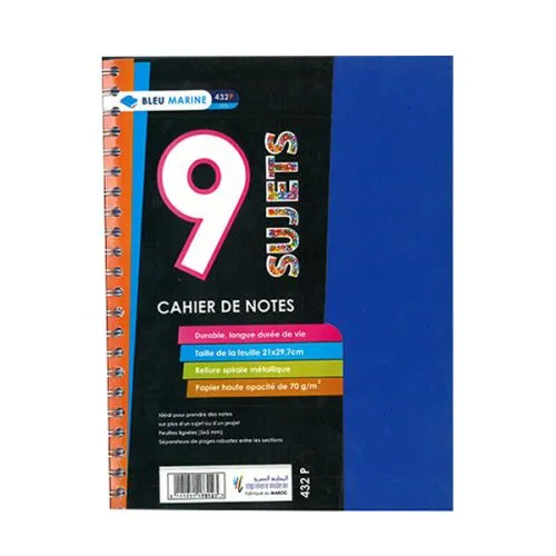 REGISTRE 9 SUJET A5 432P 5X5 70G BLEU MARINE