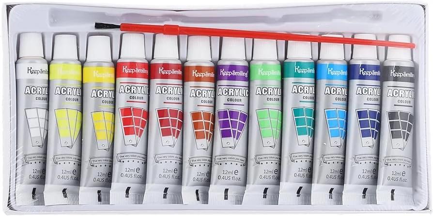 Gouache (12) Acrylic 12 Ml+pinceau Keep Smilink Hs-7112a