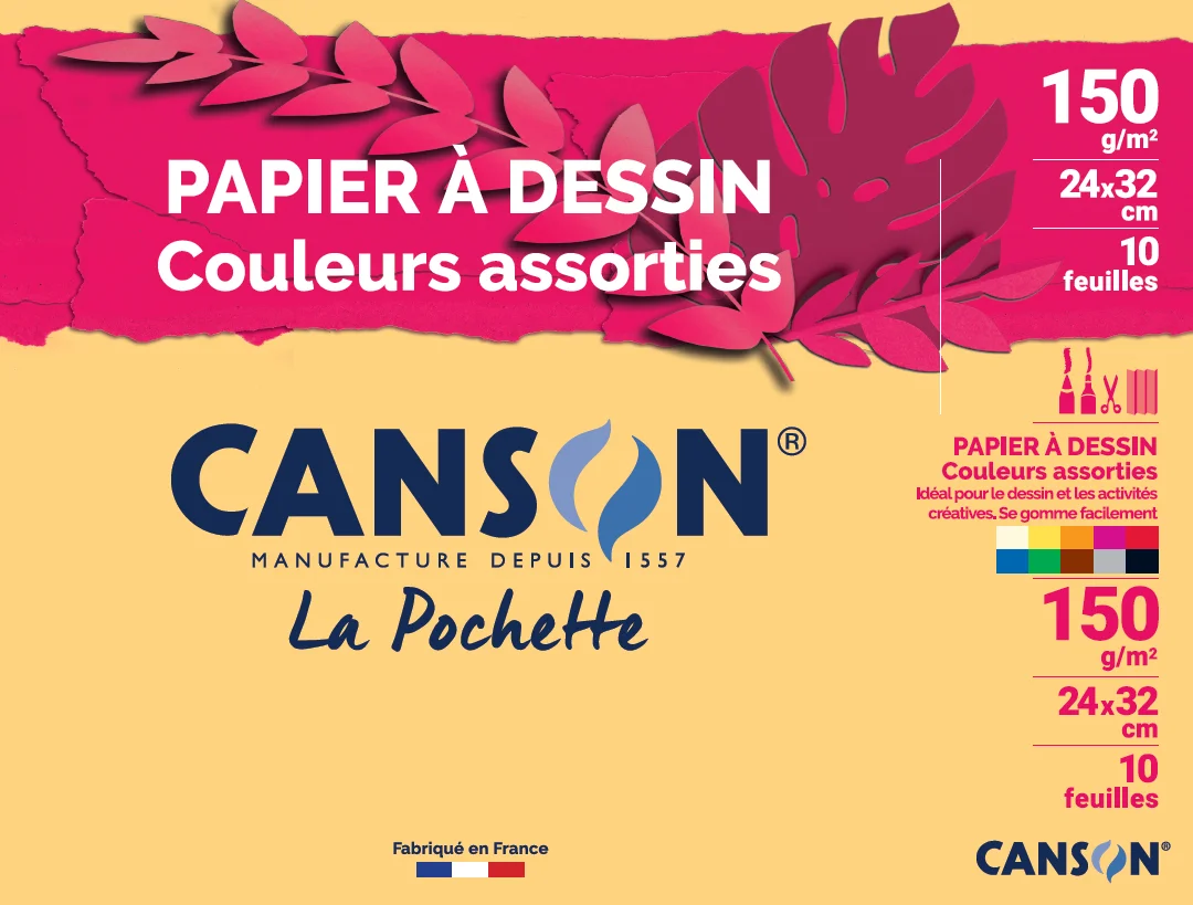 Cs53 Pochette De 10 Feuilles Dessin Couleur Canson 150grs 24x32cm 200005541