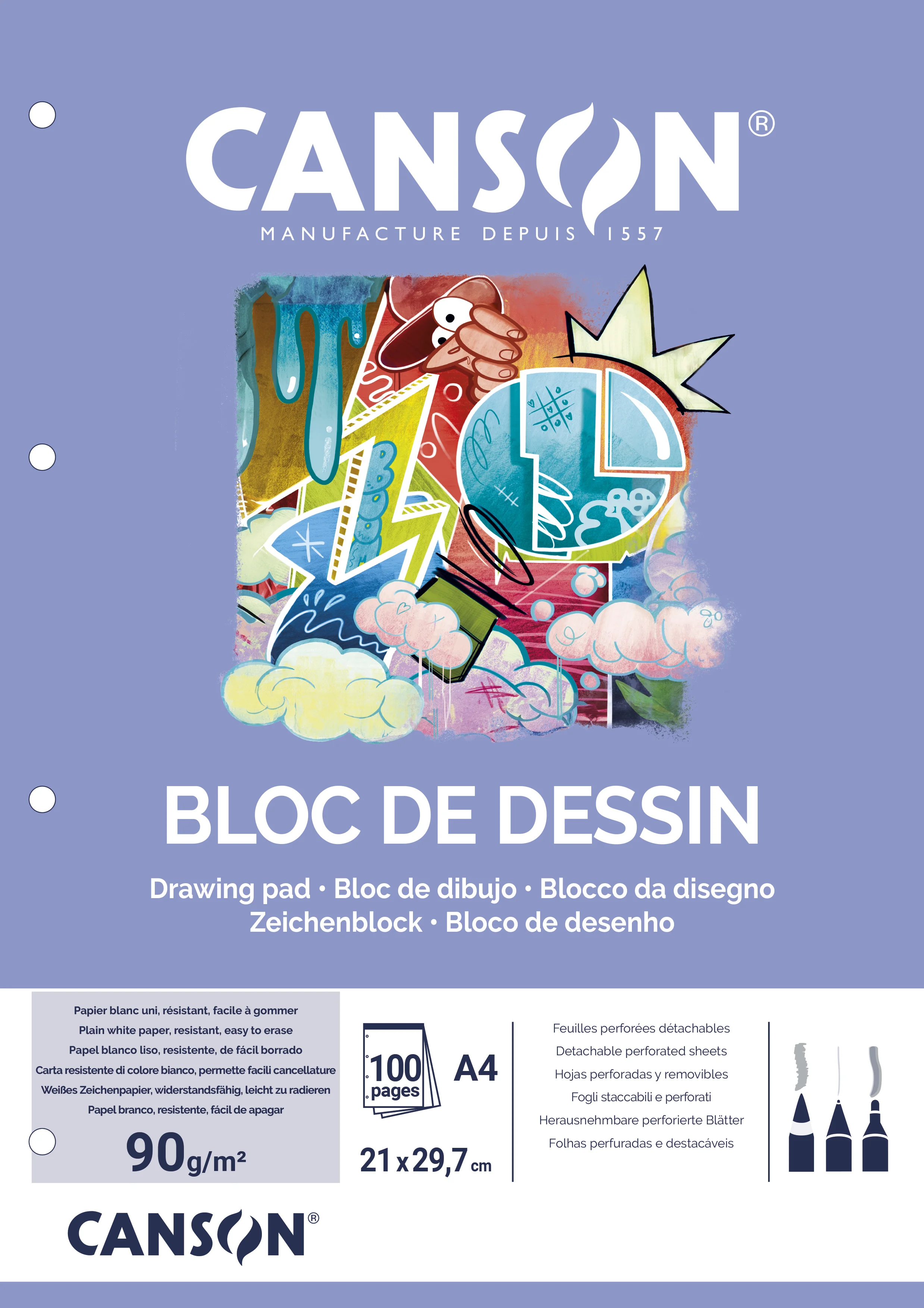 Cs71 Bloc De 50 Feuilles Mobiles Dessin Perfore 90 Grs A4 400110403