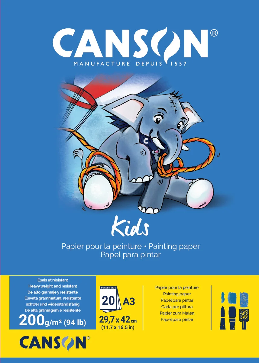 Cs64 Bloc Enfant 2 Ans+ 20 Feuilles Penture Canson A3 200 Grs 400015589