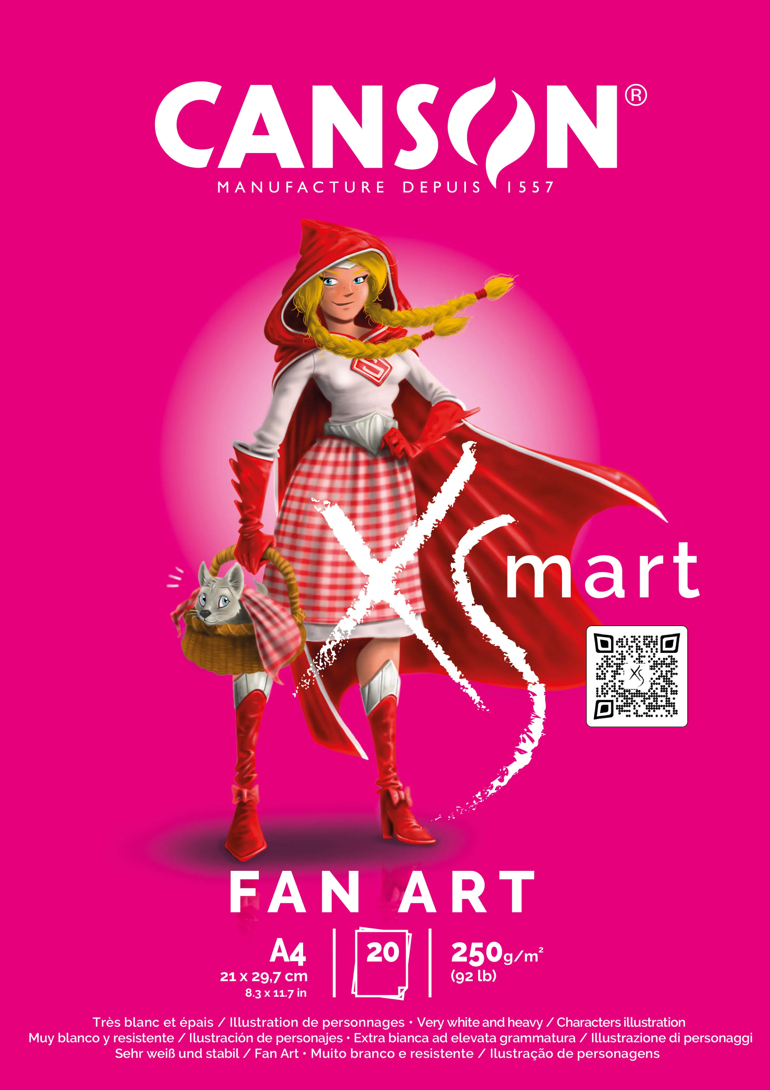 Cs158 Bloc Xsmart Fan Art Collé Grand Côte 20 Feuilles Canson® 250 Grs 21 X 29,7 Cm 32250p001