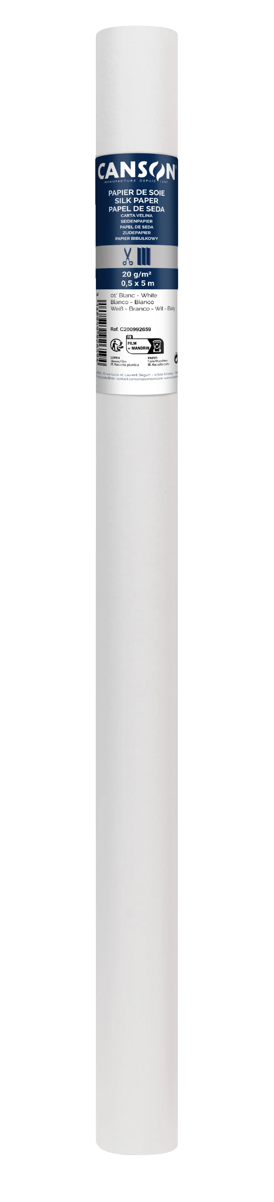 Cs114 Rouleaux Papier Soie Canson 50x500 20g Blanc N°01 200992659