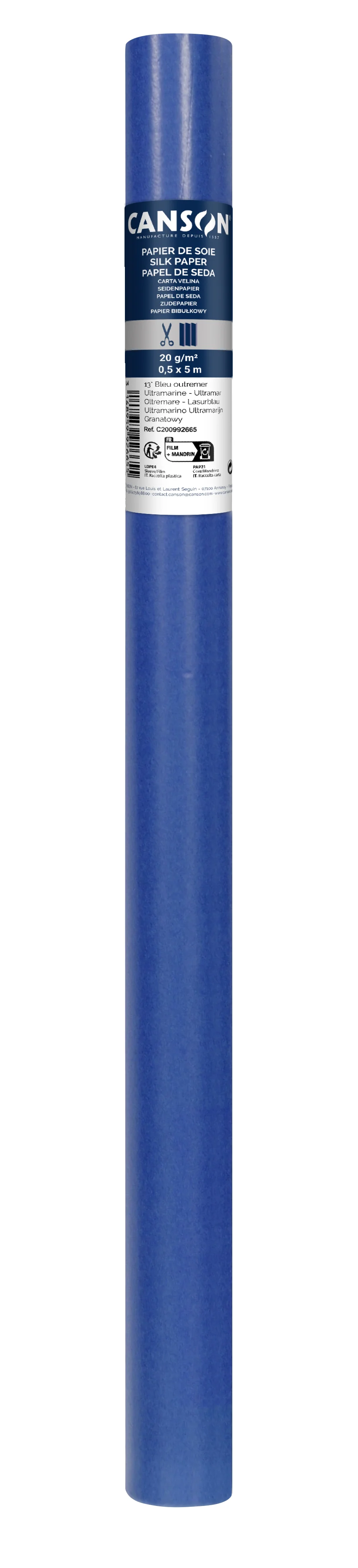 Cs114 Rouleaux Papier Soie Canson 50x500 20g Bleu Outremer N°13 200992665