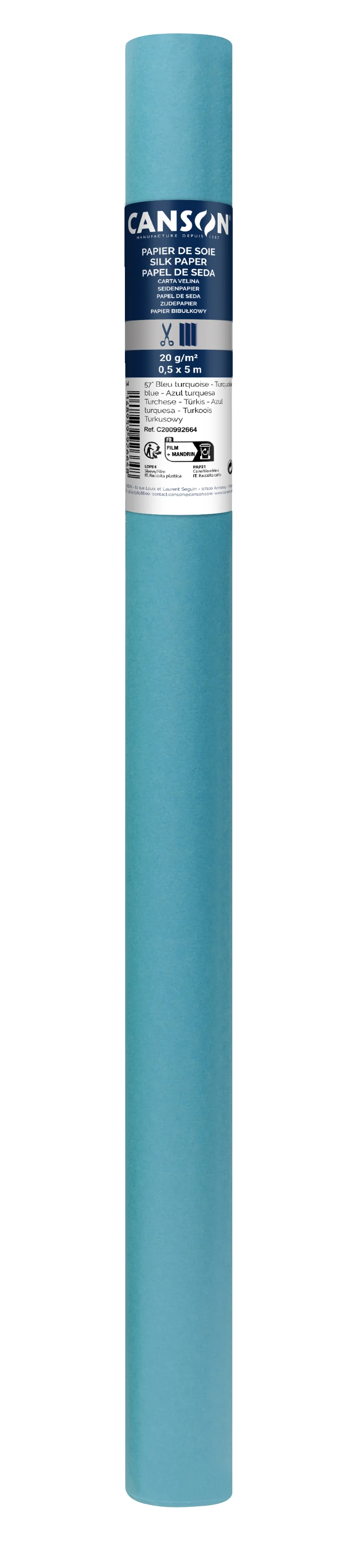 Cs114 Rouleaux Papier Soie Canson 50x500 20g Bleu Turquoise N°57 200992664