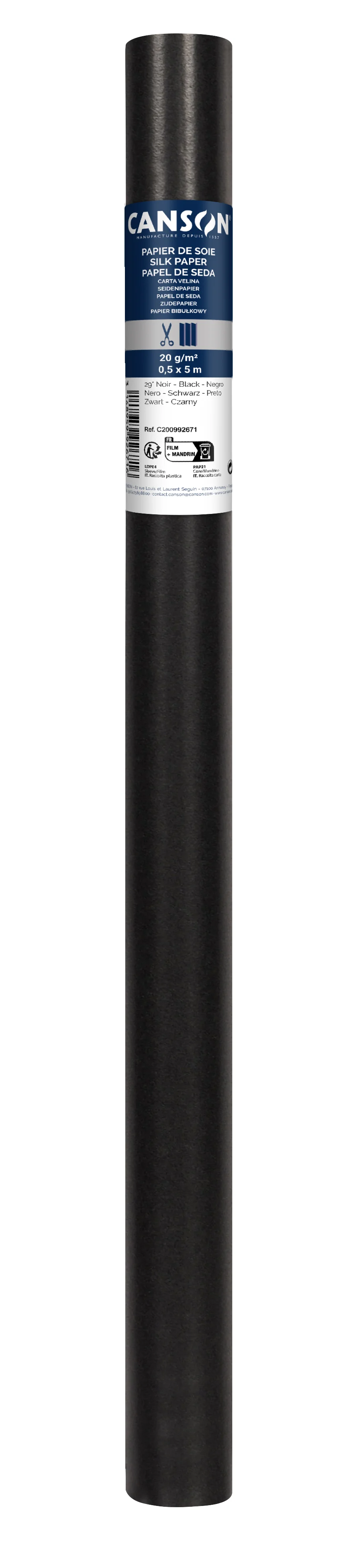 Cs114 Rouleaux Papier Soie Canson 50x500 20g Noir N°29 200992671