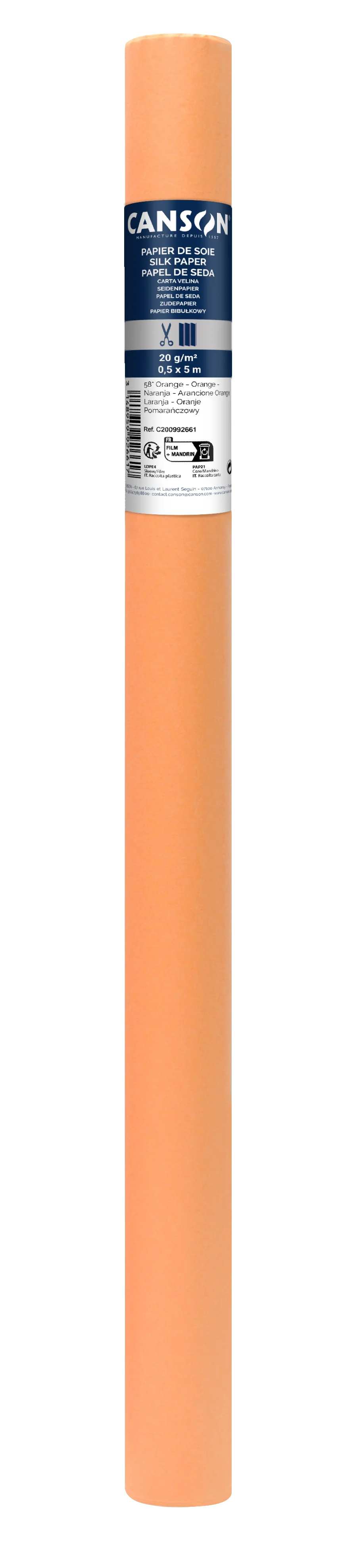 Cs114 Rouleaux Papier Soie Canson 50x500 20g Orange N°58 200992661