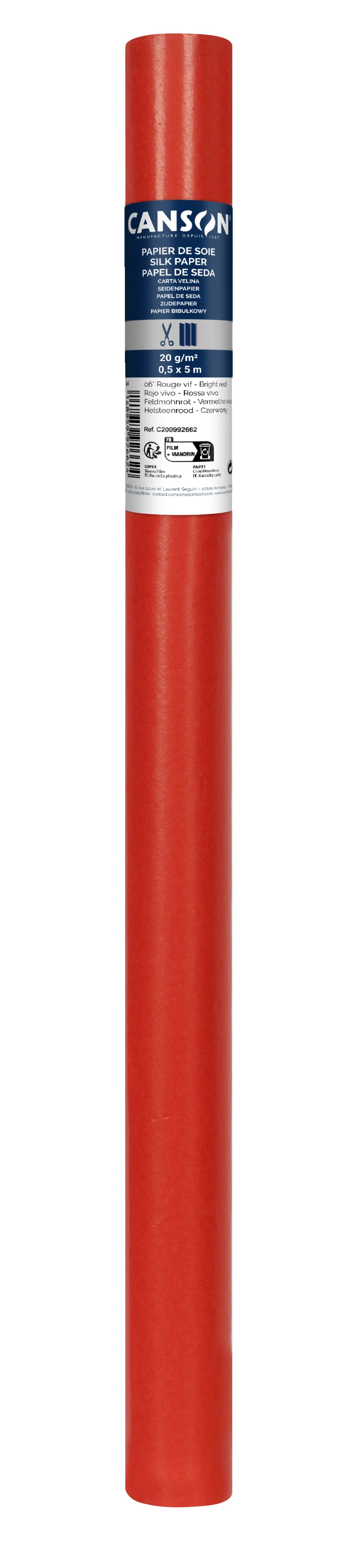 Cs114 Rouleaux Papier Soie Canson 50x500 20g Rouge N°06
