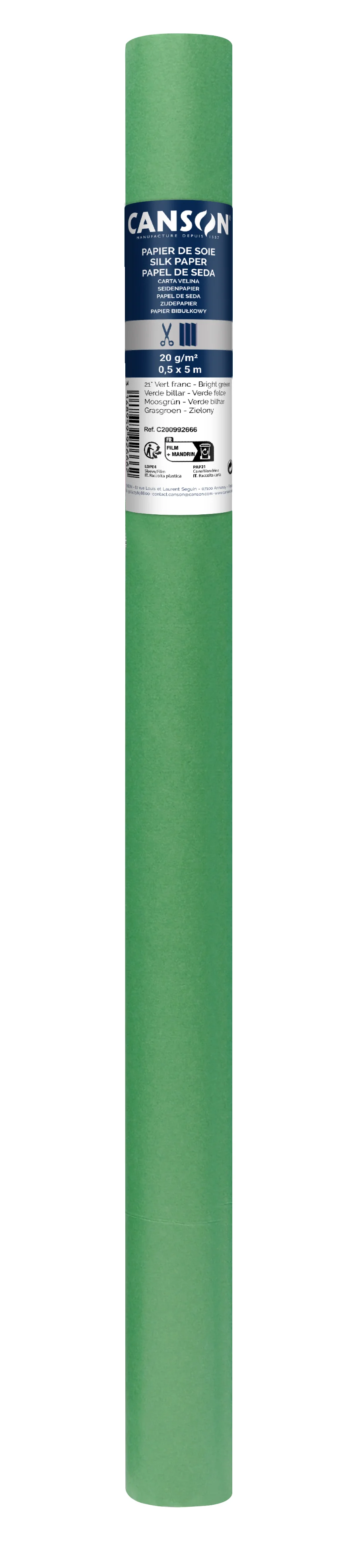 Cs114 Rouleaux Papier Soie Canson 50x500 20g Vert Fougère N°50 200992667