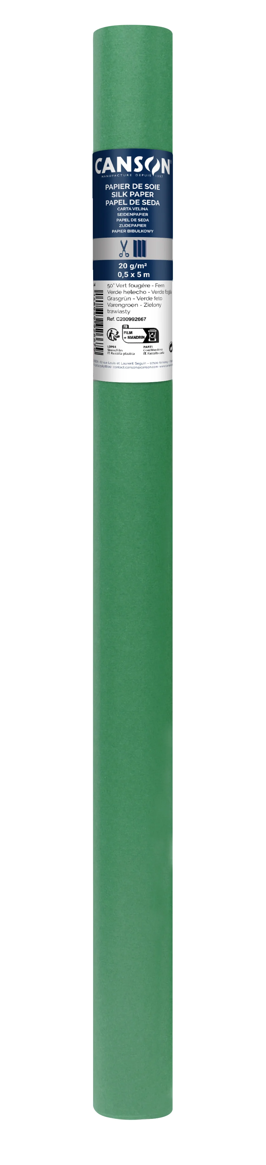 Cs114 Rouleaux Papier Soie Canson 50x500 20g Vert Franc N°21 200992666