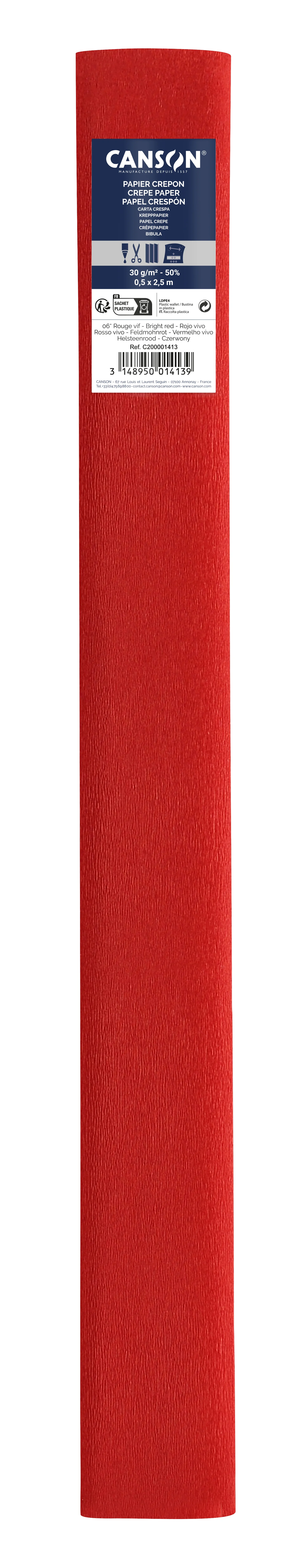 Cs100 Rouleaux Crepon Rouge 50x250cm 32g Canson 200001413