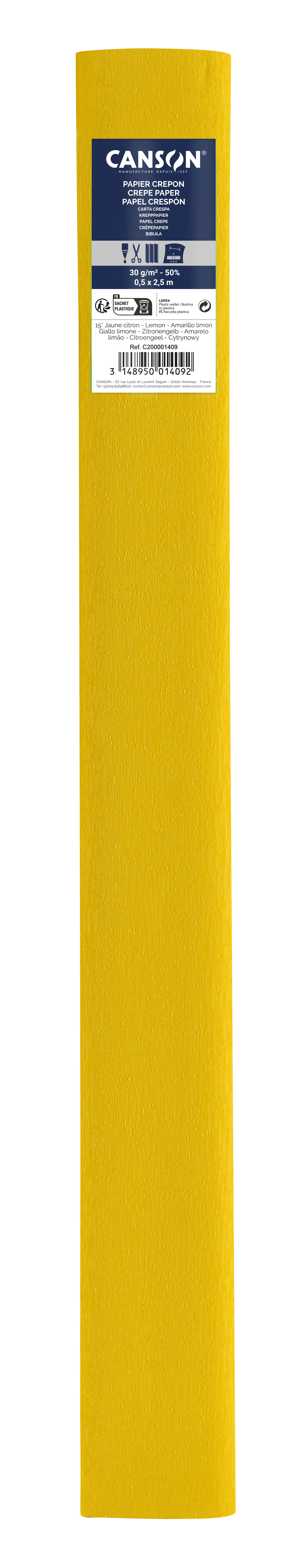 Cs100 Rouleaux Crepon Jaune 50x250cm 32g Canson 200001409