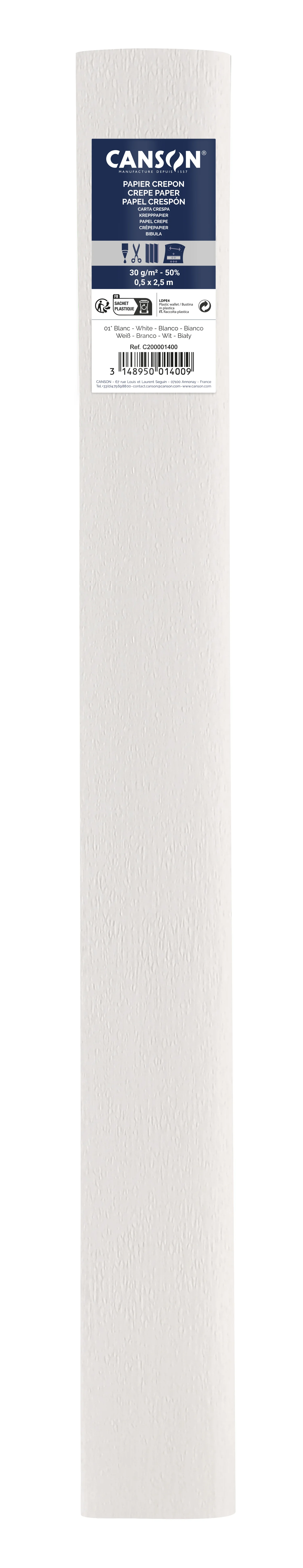 Cs100 Rouleaux Crepon Blanc 50x250cm 32g Canson 200001400