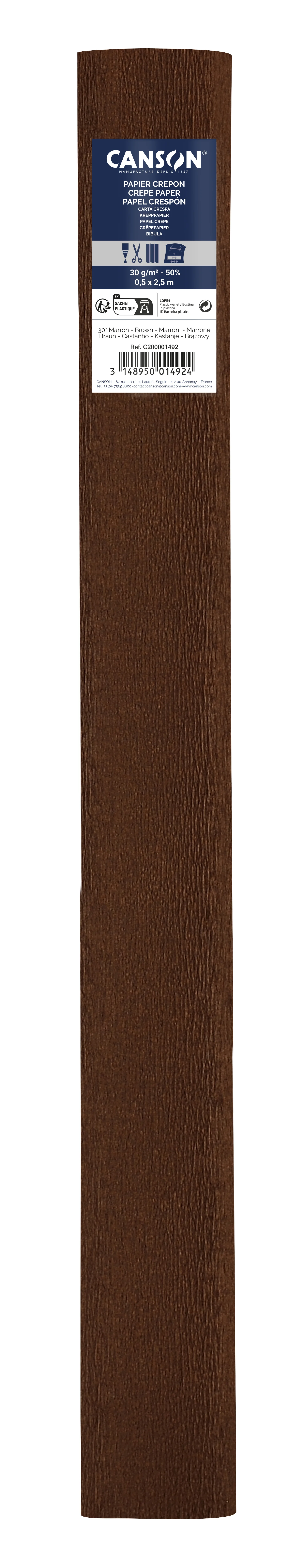 Cs100 Rouleaux Crepon Marron 50x250cm 32g Canson 200001492