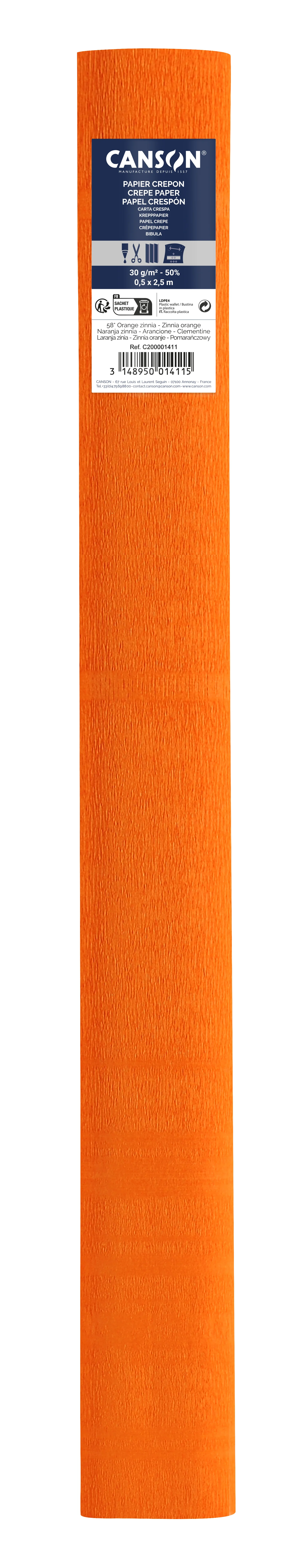 Cs100 Rouleaux Crepon Orange 50x250cm 32g Canson 200001411