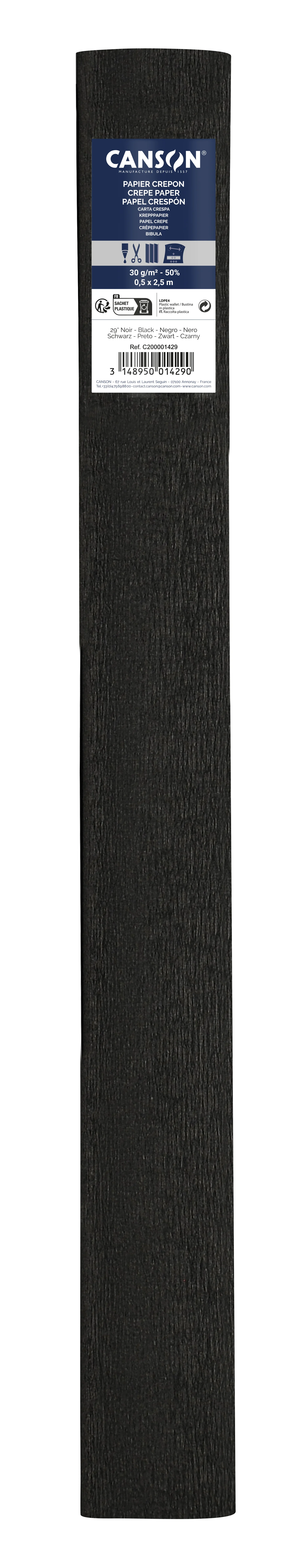 Cs100 Rouleaux Crepon Noir 50x250cm 32g Canson 200001429